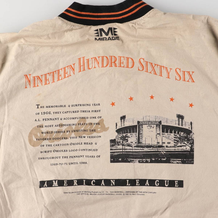 MIRAGE MLB Baltimore Orioles Stars and Stripes Stripe Ramie and Cotton Blouson, Men's, Size XL, Vintage Lamy black type Vintage Second Hand