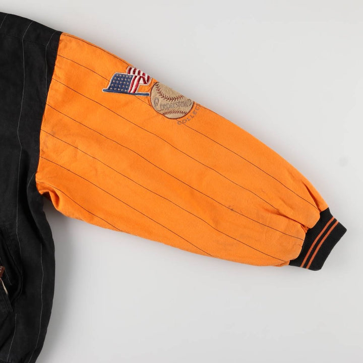 MIRAGE MLB Baltimore Orioles Stars and Stripes Stripe Ramie and Cotton Blouson, Men's, Size XL, Vintage Lamy black type Vintage Second Hand