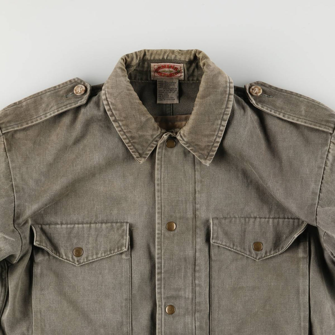 1980'S Banana Republic Hunting Jacket, Men's Size L cotton Green type dark green Vintage Second Hand