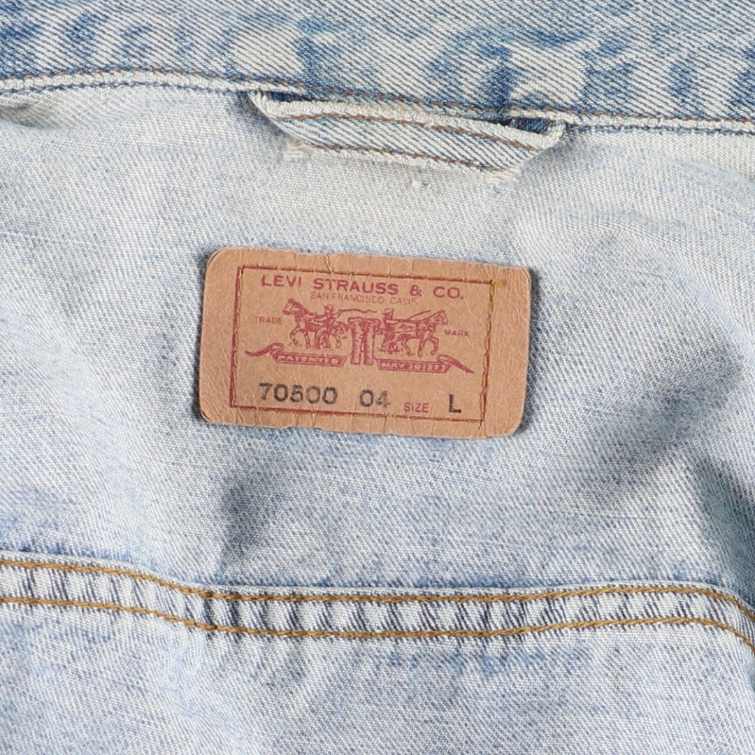 90'S Levi's 70500-0482 Denim Jacket, Men's Size L, Vintage cotton blue type Vintage Second Hand