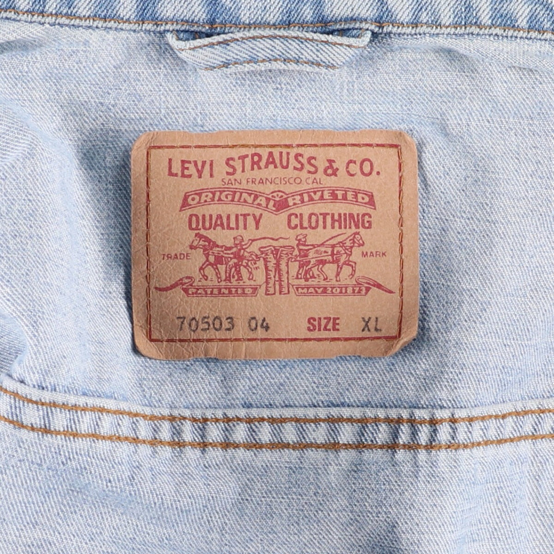 90'S Levi's 70503-0447 Euro Model Denim Jacket, Men's XL, Vintage cotton blue type Vintage Second Hand