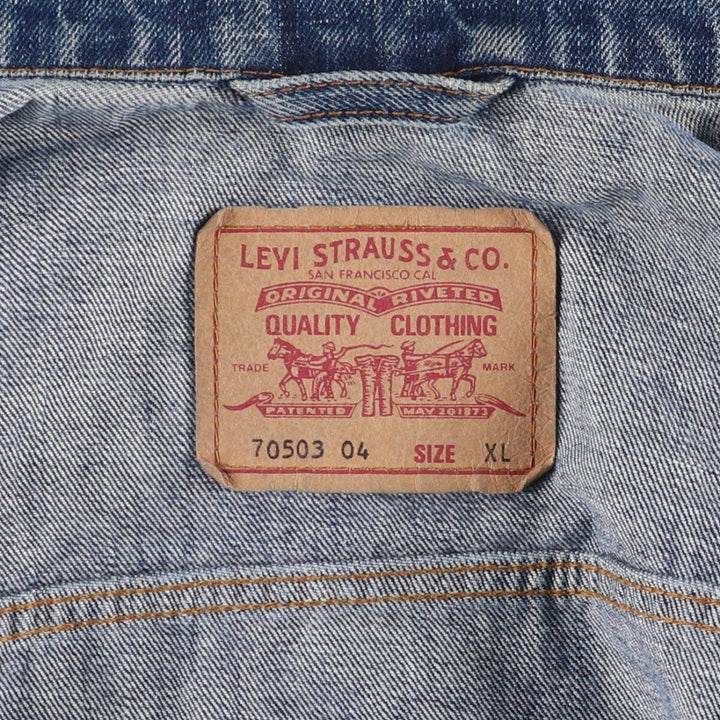 90'S Levi's 70503-0419 Denim Jacket, Men's Size XL, Vintage cotton blue type Vintage Second Hand