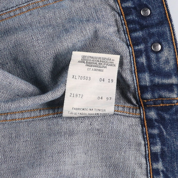 90'S Levi's 70503-0419 Denim Jacket, Men's Size XL, Vintage cotton blue type Vintage Second Hand
