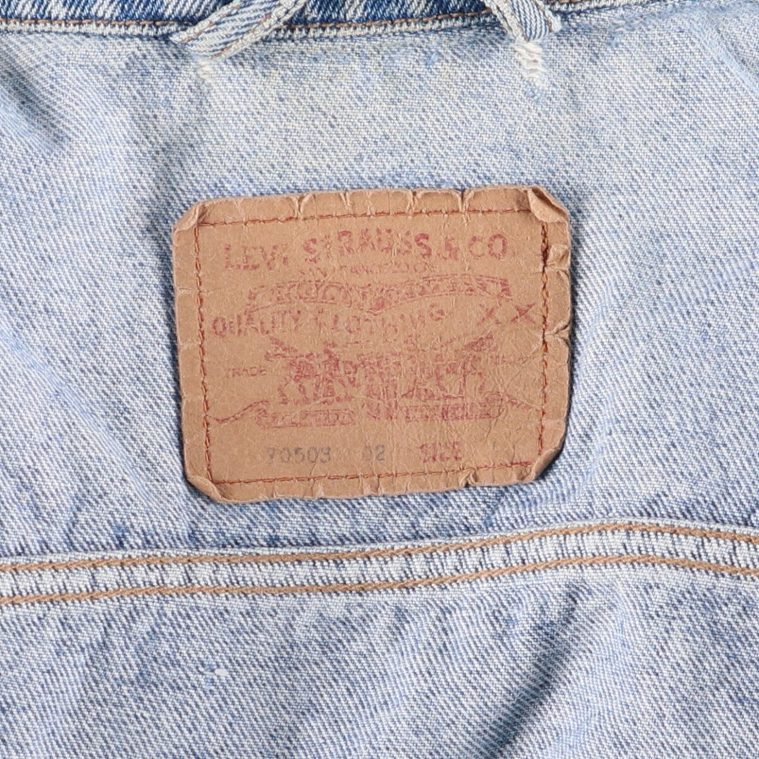 90'S Levi's 70503-0214 Euro Model Denim Jacket, Men's Size L, Vintage cotton blue type Vintage Second Hand