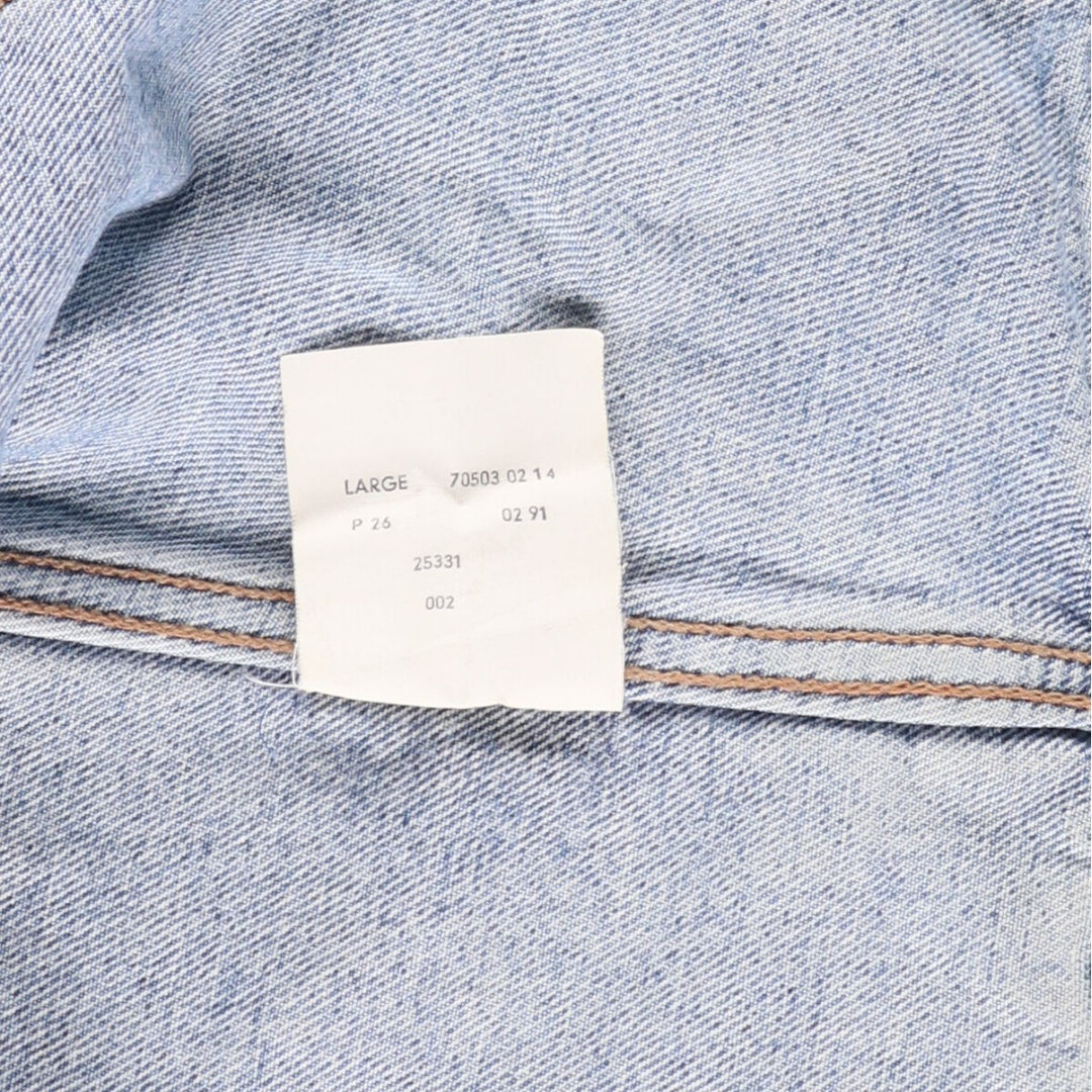 90'S Levi's 70503-0214 Euro Model Denim Jacket, Men's Size L, Vintage cotton blue type Vintage Second Hand