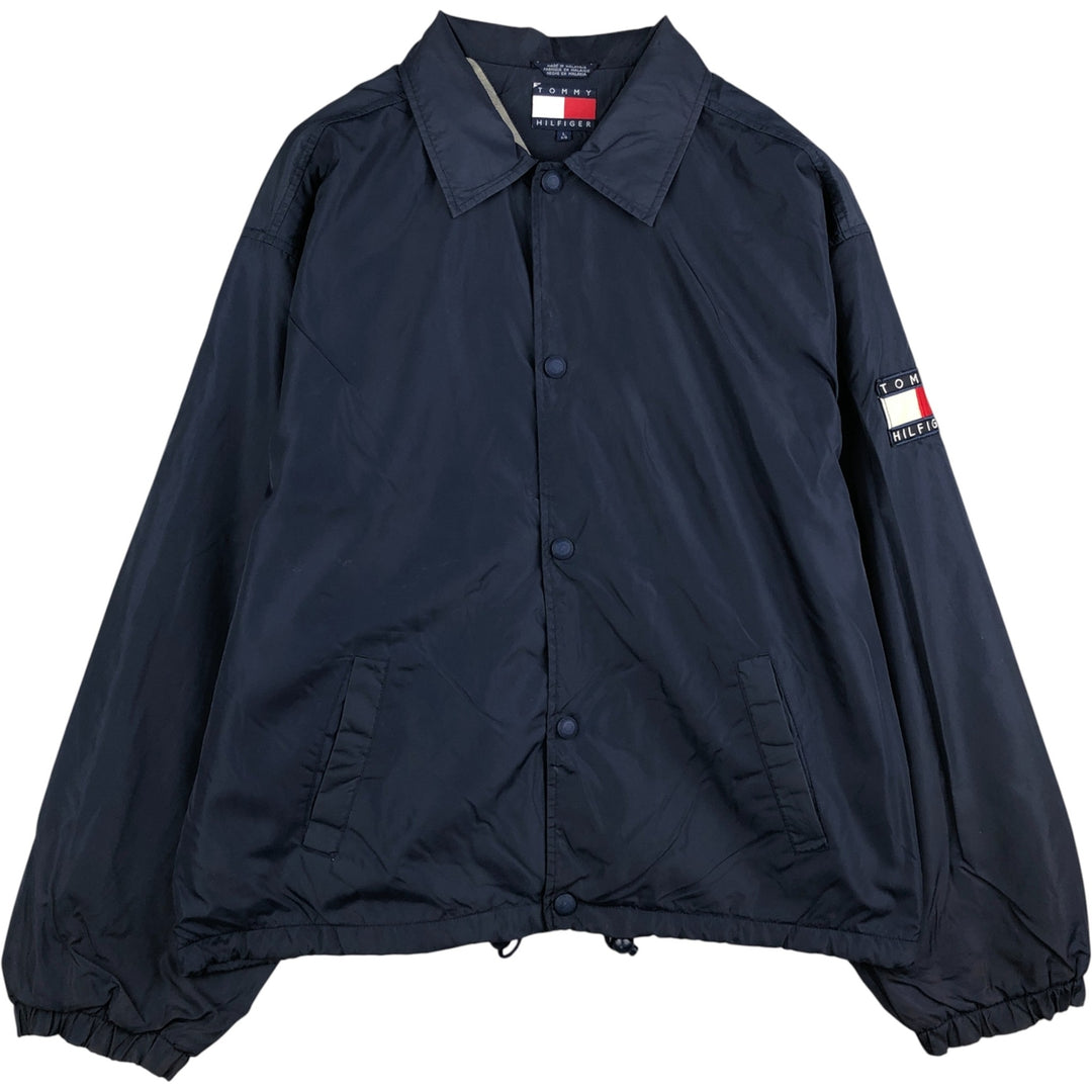 Vintage 90'S Tommy Hilfiger Coach Jacket, Men's Size L Nylon navy blue type Vintage Second Hand