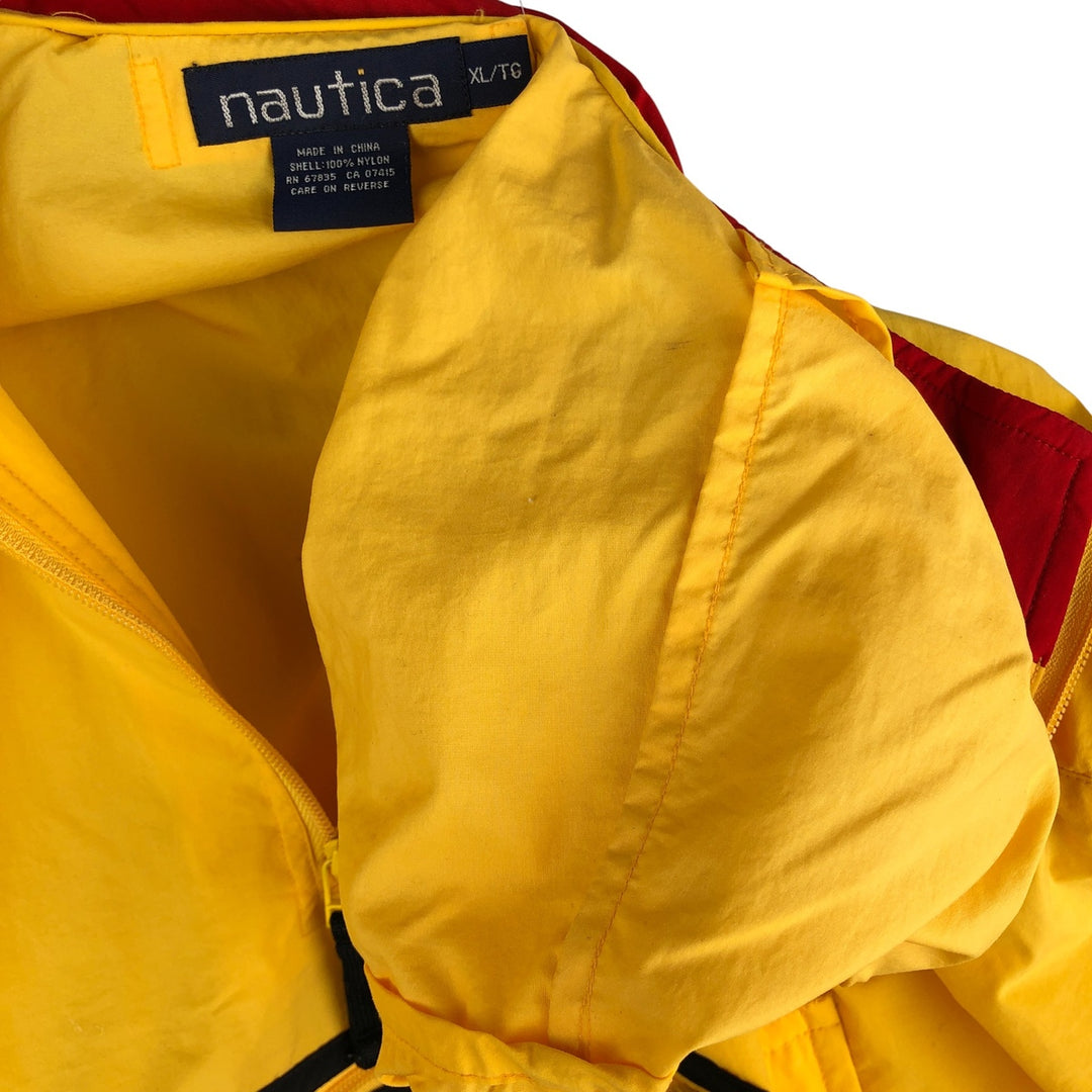 90'S Nautica Half-Zip Paddling Jacket, Men's XL, Vintage Nylon yellow type Vintage Second Hand
