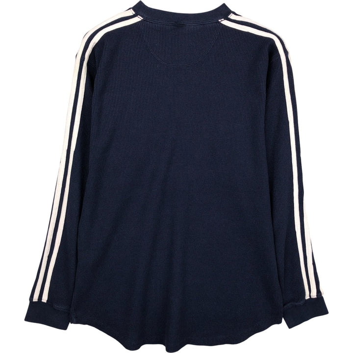 Adidas 3-Line Thermal Long T-Shirt, Waffle, Men's Size M cotton navy blue type Vintage Second Hand