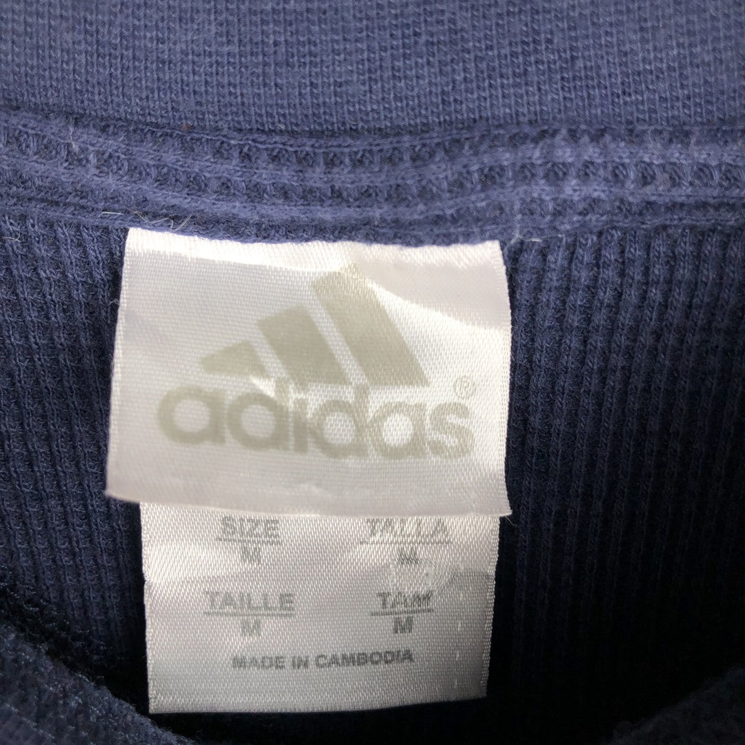 Adidas 3-Line Thermal Long T-Shirt, Waffle, Men's Size M cotton navy blue type Vintage Second Hand