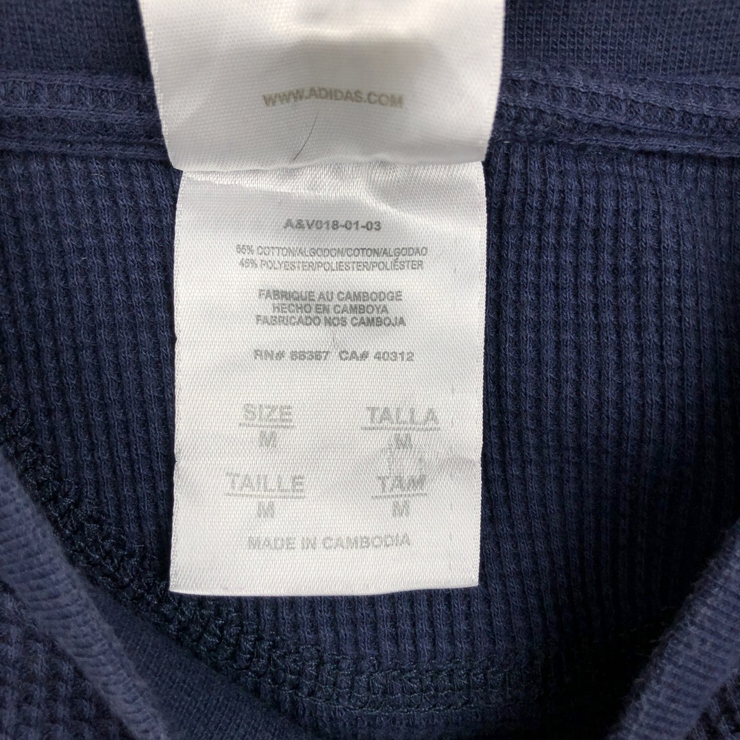 Adidas 3-Line Thermal Long T-Shirt, Waffle, Men's Size M cotton navy blue type Vintage Second Hand