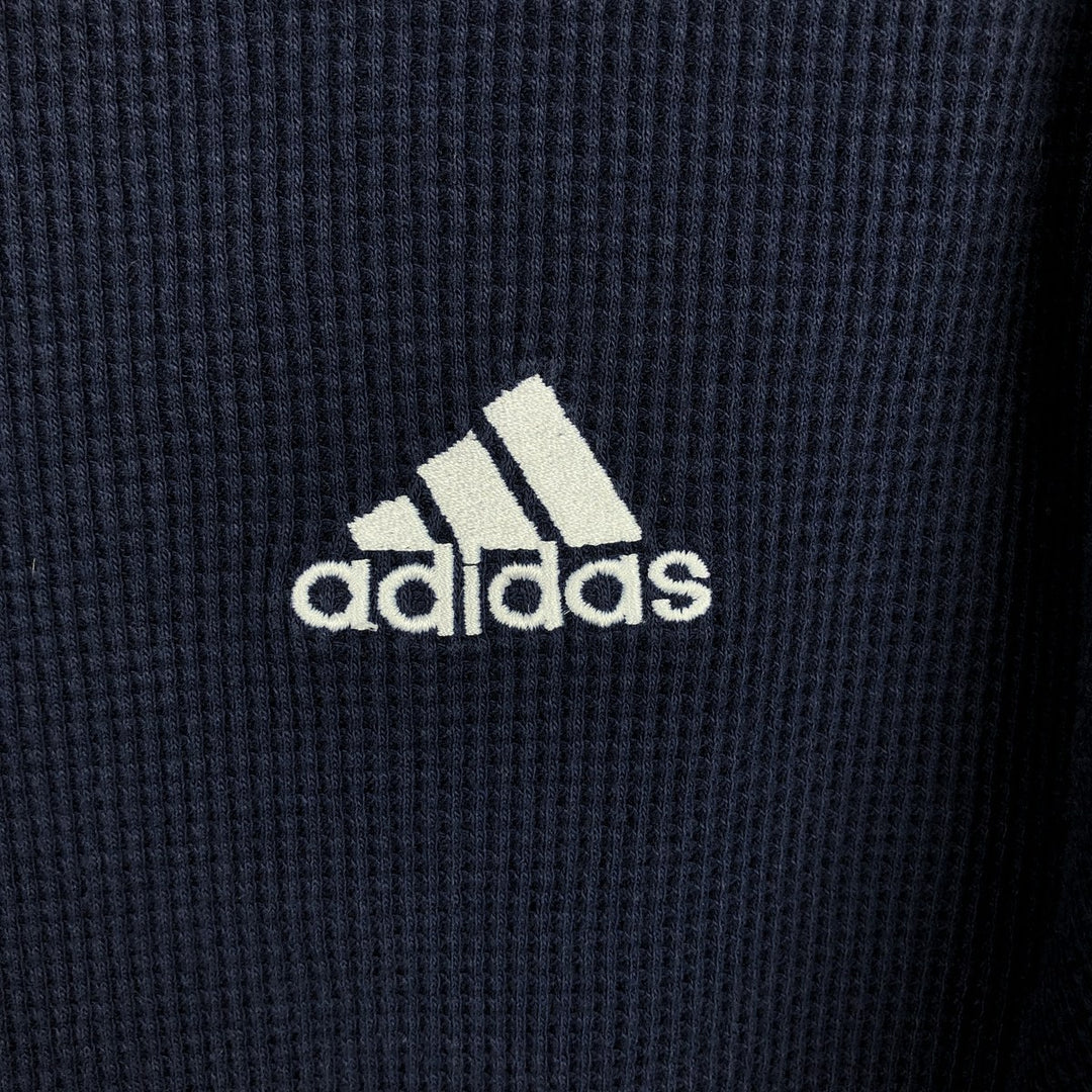 Adidas 3-Line Thermal Long T-Shirt, Waffle, Men's Size M cotton navy blue type Vintage Second Hand