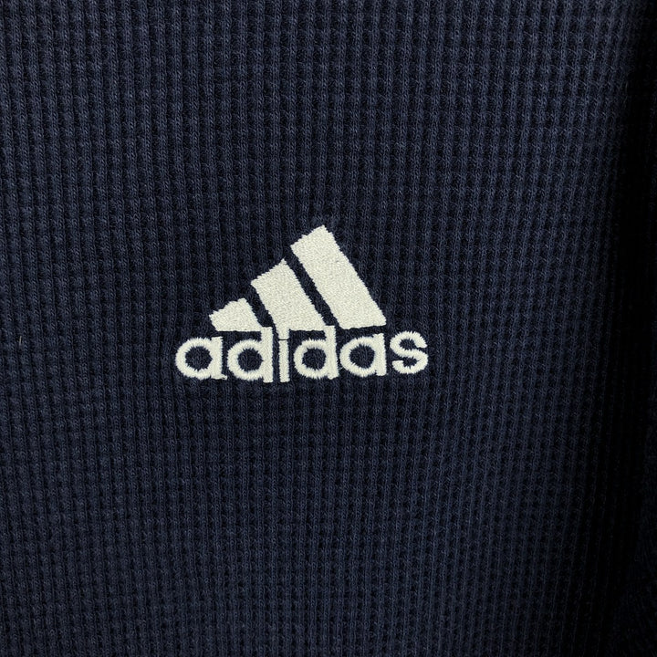 Adidas 3-Line Thermal Long T-Shirt, Waffle, Men's Size M cotton navy blue type Vintage Second Hand