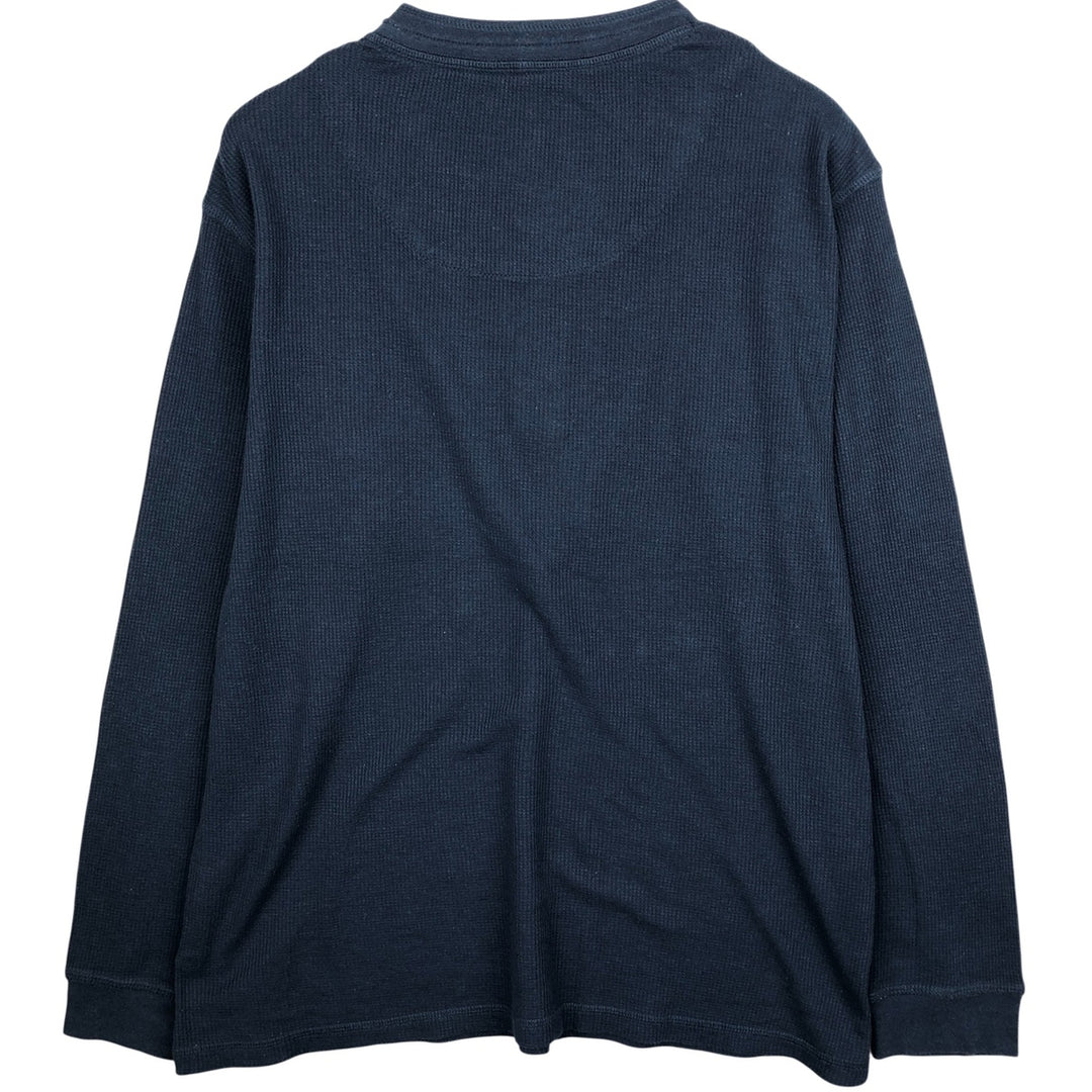 Pierre Cardin Henley Neck Thermal Long T-Shirt, Waffle, Men's Size M cotton navy blue type Vintage Second Hand