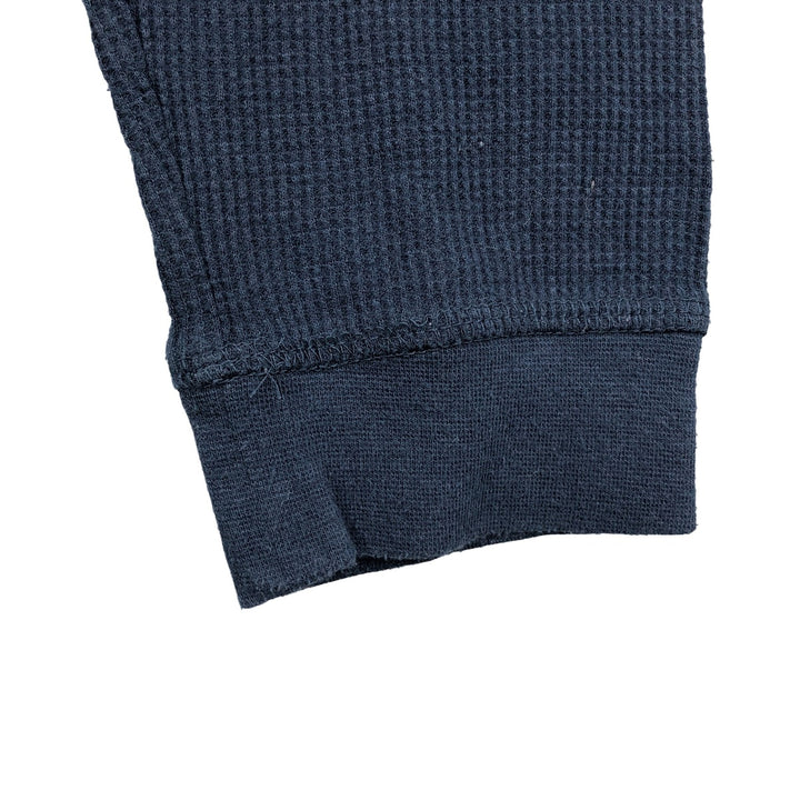 Pierre Cardin Henley Neck Thermal Long T-Shirt, Waffle, Men's Size M cotton navy blue type Vintage Second Hand