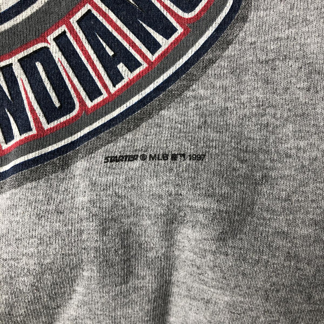 Vintage 90'S Starter MLB Cleveland Indians Logo Sweatshirt, Made in USA, Men's XL cotton gray type Vintage Second Hand