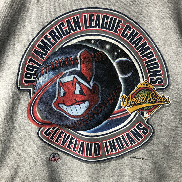 Vintage 90'S Starter MLB Cleveland Indians Logo Sweatshirt, Made in USA, Men's XL cotton gray type Vintage Second Hand