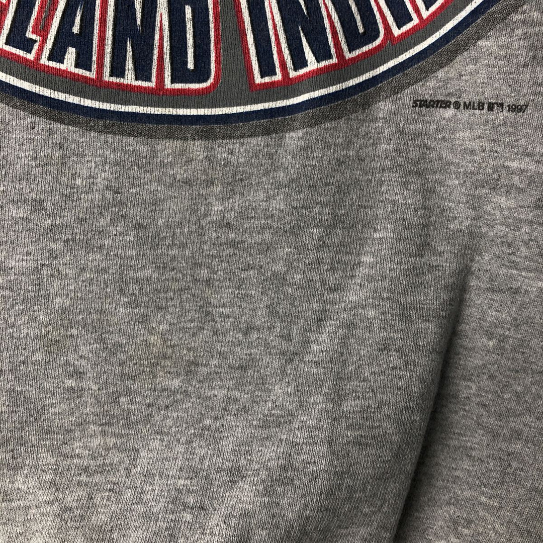 Vintage 90'S Starter MLB Cleveland Indians Logo Sweatshirt, Made in USA, Men's XL cotton gray type Vintage Second Hand