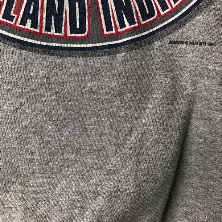 Vintage 90'S Starter MLB Cleveland Indians Logo Sweatshirt, Made in USA, Men's XL cotton gray type Vintage Second Hand