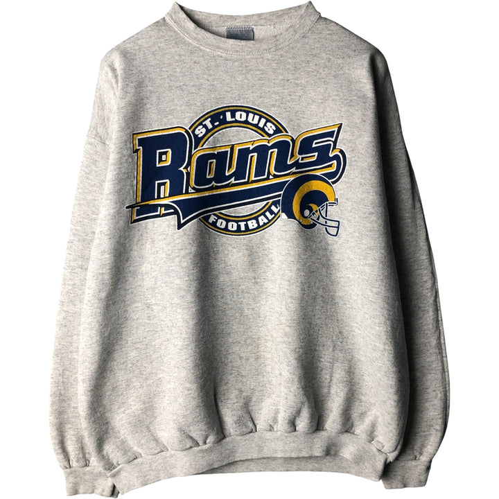 90'S Logo Seven NFL St. Louis Rams Print Sweatshirt, Made in USA, Men's Size XL cotton gray type Vintage Second Hand