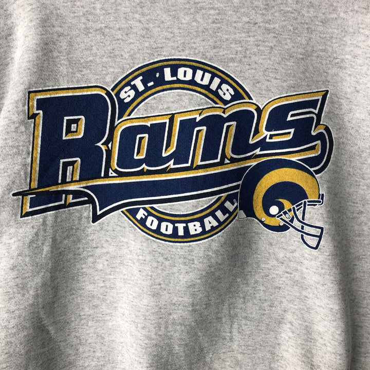 90'S Logo Seven NFL St. Louis Rams Print Sweatshirt, Made in USA, Men's Size XL cotton gray type Vintage Second Hand