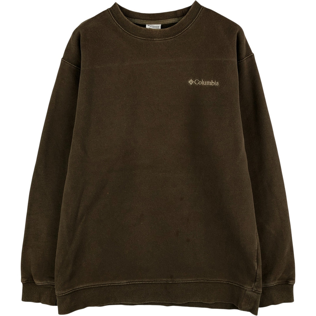 Columbia Logo Sweatshirt, Men's Size L cotton Khaki type sage green Vintage Second Hand