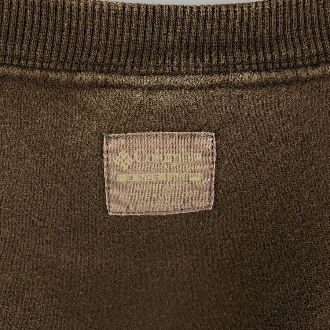 Columbia Logo Sweatshirt, Men's Size L cotton Khaki type sage green Vintage Second Hand