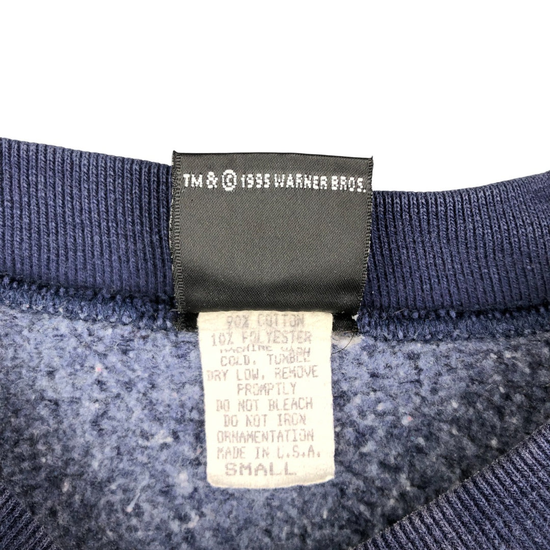 Vintage 90'S Looney Tunes character sweatshirt, made in the USA, size small, men's cotton navy blue type Vintage Second Hand