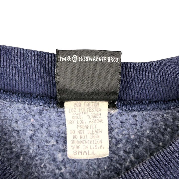 Vintage 90'S Looney Tunes character sweatshirt, made in the USA, size small, men's cotton navy blue type Vintage Second Hand