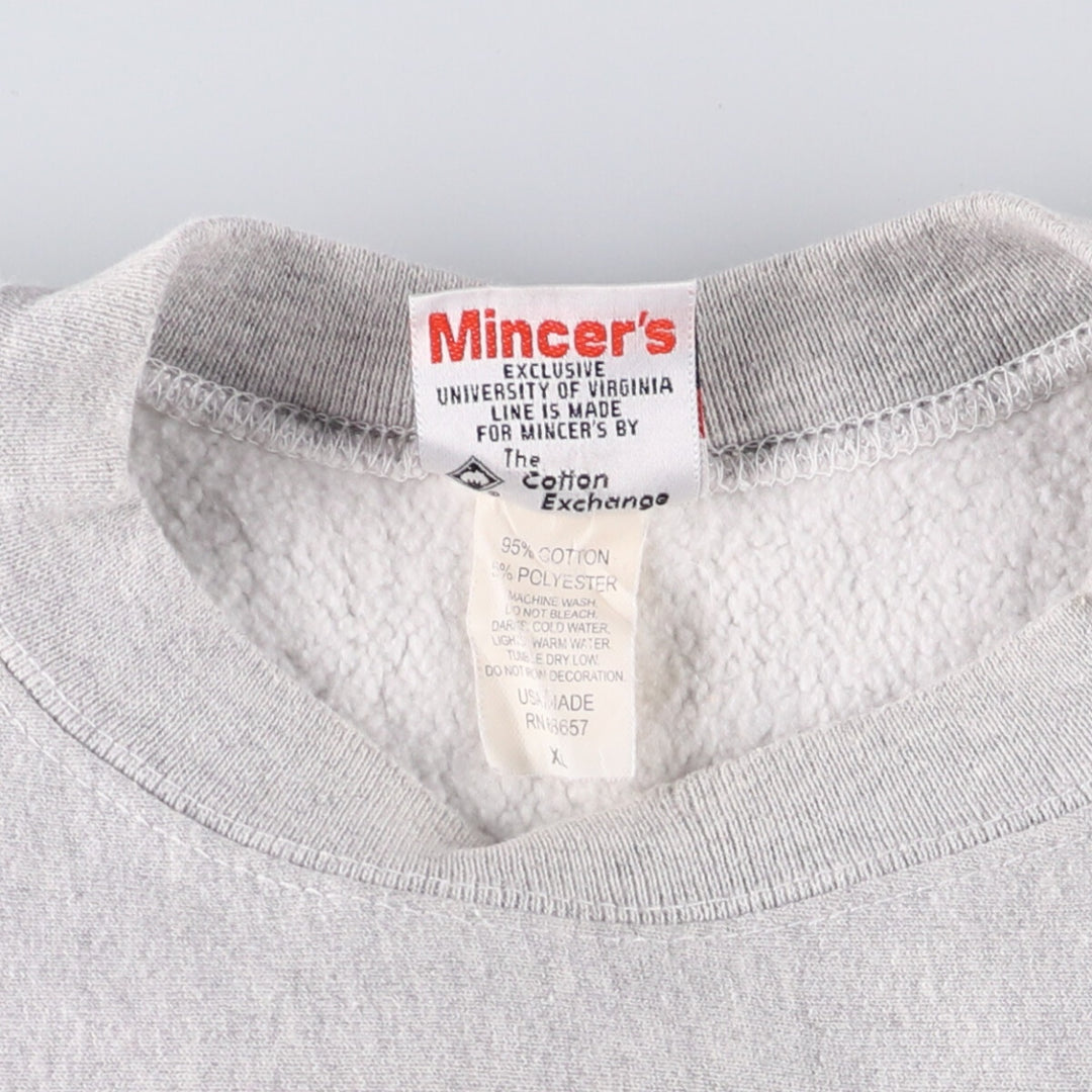 Vintage 1990'S Mincers Harvard University College Sweatshirt, Men's Size XL cotton gray type Vintage Second Hand
