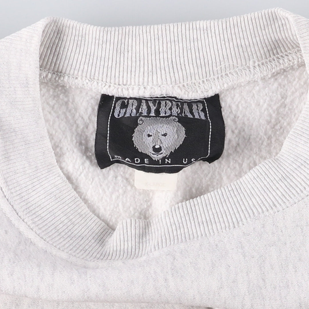 Vintage 90'S Gray Bear college sweatshirt, made in the USA, men's size XL cotton gray type Vintage Second Hand
