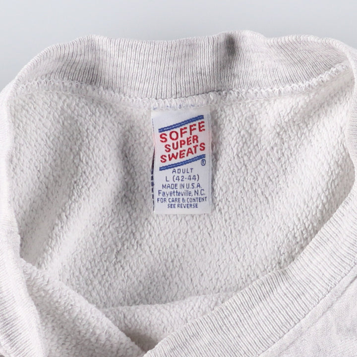 Vintage 90'S SOFFE SUPER SWEATS college sweatshirt, made in the USA, size L, men's cotton gray type Vintage Second Hand