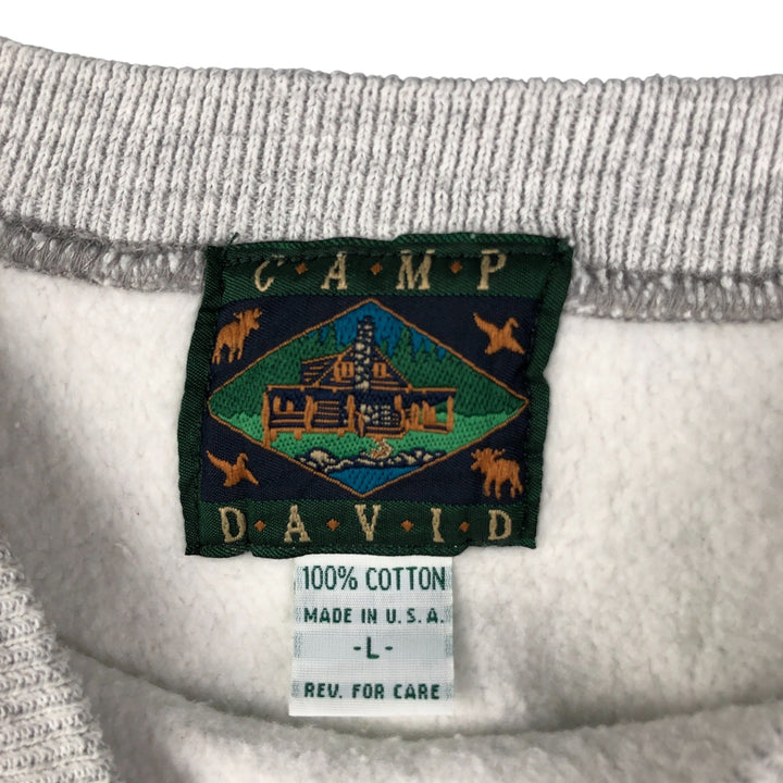 Vintage 90'S CAMP DAVID Advertising Sweatshirt, Made in USA, Men's Size L cotton gray type Vintage Second Hand