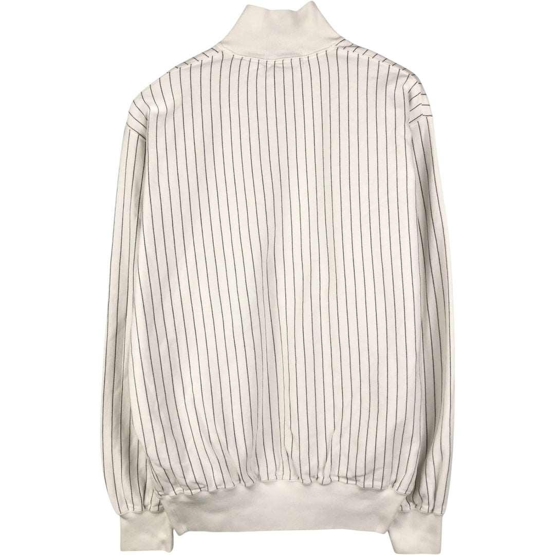 Vintage 90'S Ralph Lauren Polo Sport Stripe Pattern Half-Zip Sweatshirt, Men's Size Medium cotton white type Vintage Second Hand