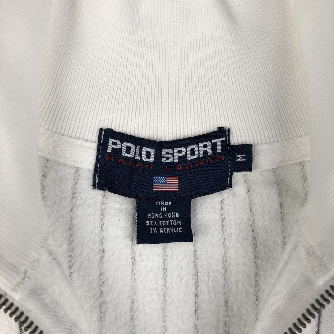Vintage 90'S Ralph Lauren Polo Sport Stripe Pattern Half-Zip Sweatshirt, Men's Size Medium cotton white type Vintage Second Hand