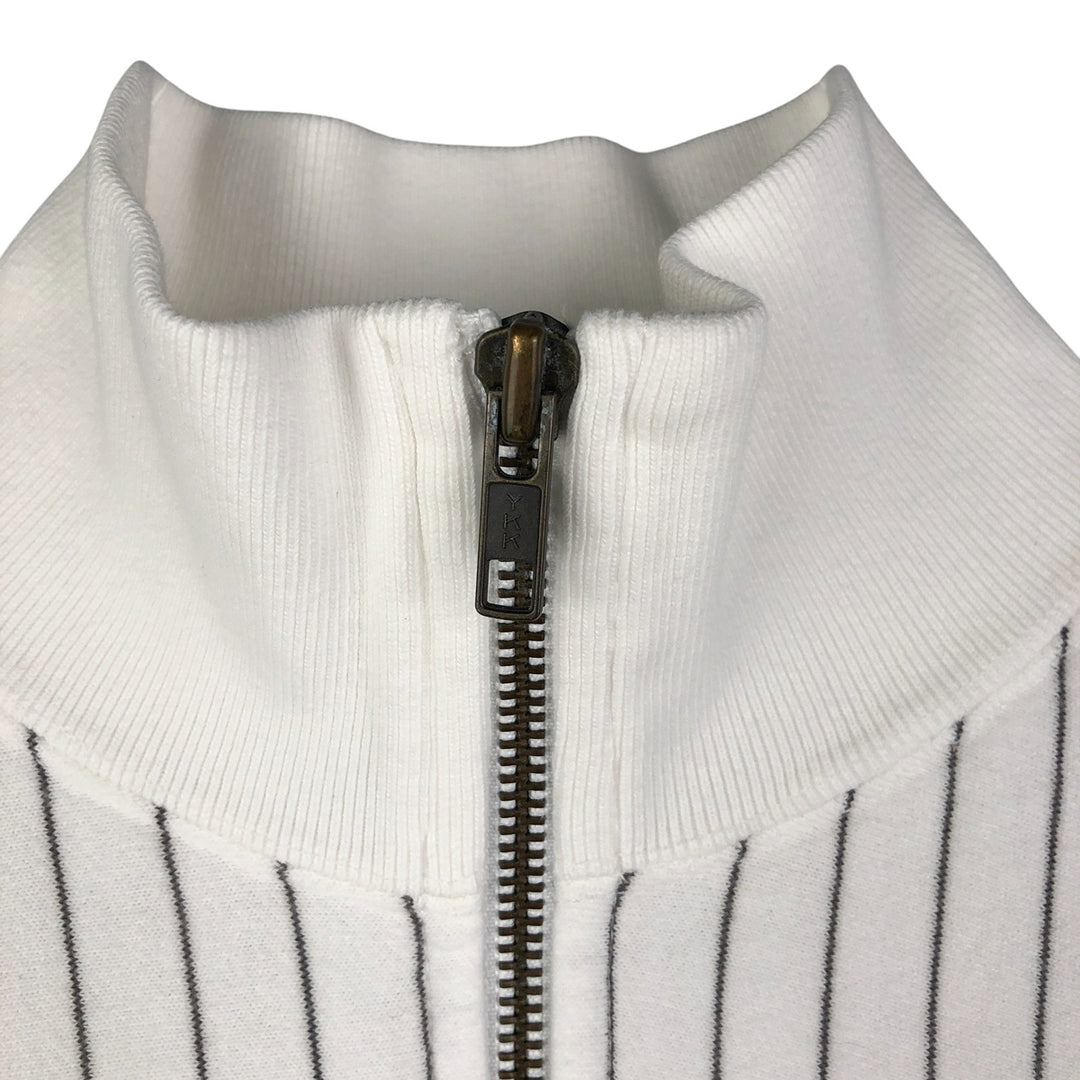 Vintage 90'S Ralph Lauren Polo Sport Stripe Pattern Half-Zip Sweatshirt, Men's Size Medium cotton white type Vintage Second Hand