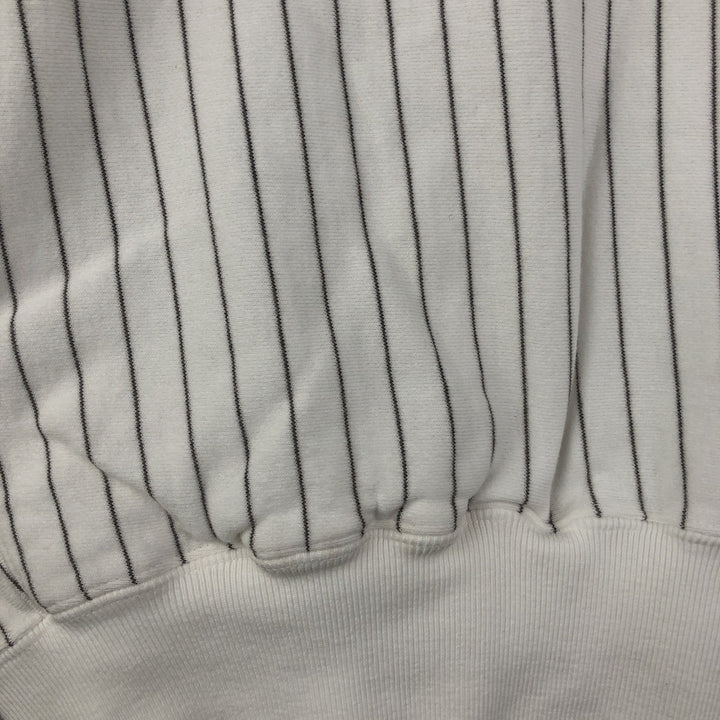 Vintage 90'S Ralph Lauren Polo Sport Stripe Pattern Half-Zip Sweatshirt, Men's Size Medium cotton white type Vintage Second Hand