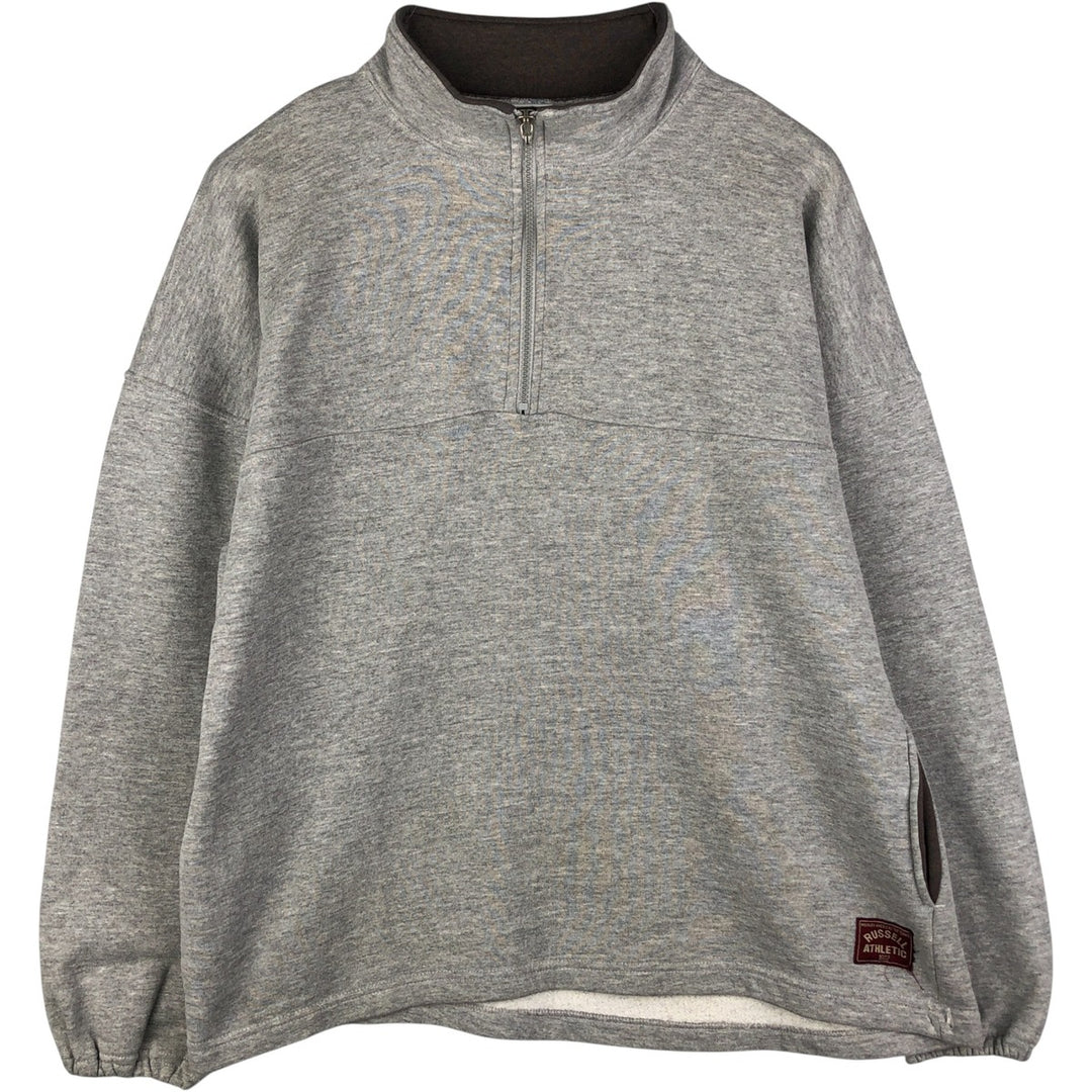 90'S Russell Half-Zip Sweatshirt, Made in USA, Men's Size L, Vintage polyester gray type Vintage Second Hand