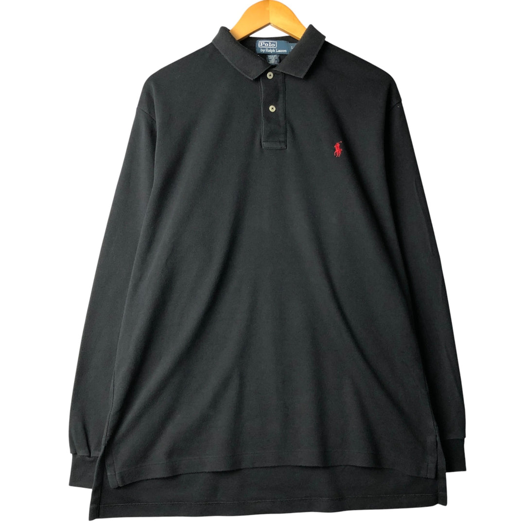 Ralph Lauren POLO by Ralph Lauren long sleeve polo shirt, men's size L cotton black type Vintage Second Hand
