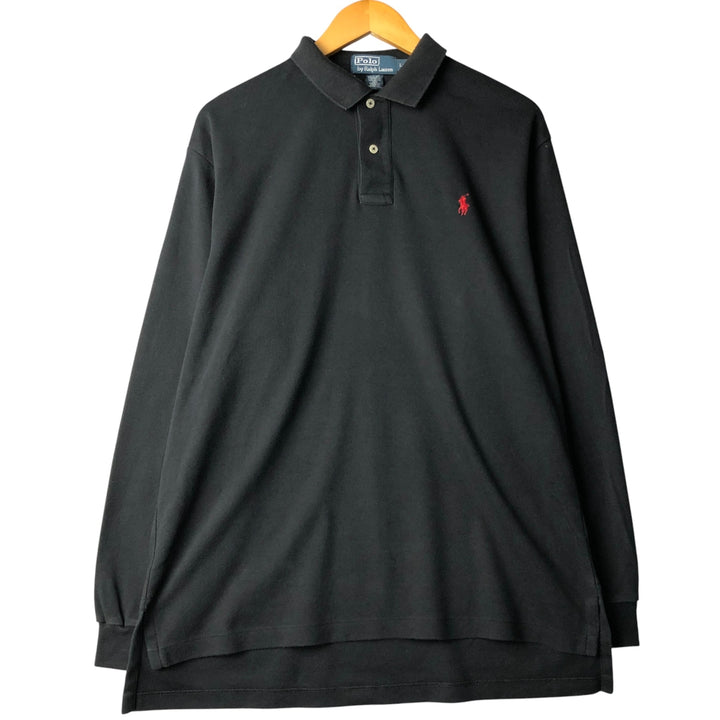 Ralph Lauren POLO by Ralph Lauren long sleeve polo shirt, men's size L cotton black type Vintage Second Hand