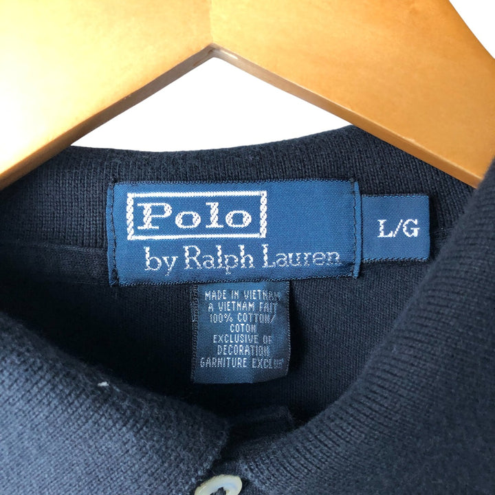 Ralph Lauren POLO by Ralph Lauren long sleeve polo shirt, men's size L cotton black type Vintage Second Hand