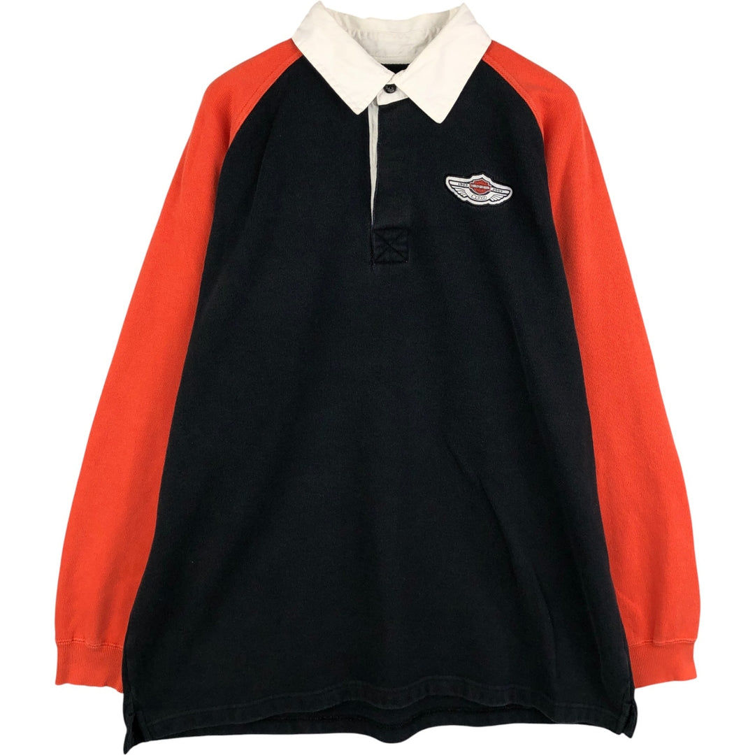 2000'S Harley-Davidson long-sleeved rugby shirt, men's size XL cotton black type Vintage Second Hand