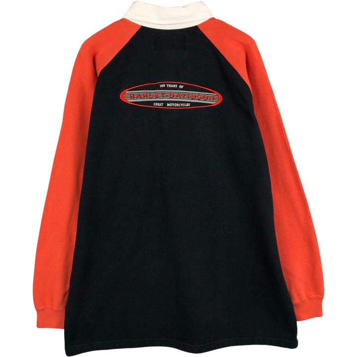 2000'S Harley-Davidson long-sleeved rugby shirt, men's size XL cotton black type Vintage Second Hand