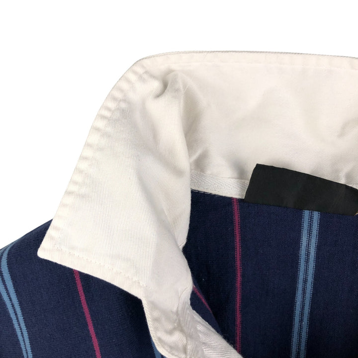 Eddie Bauer Stripe Pattern Long Sleeve Rugby Shirt, Men's XL cotton navy blue type Vintage Second Hand