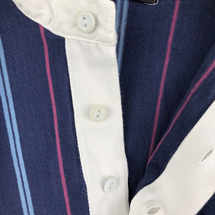 Eddie Bauer Stripe Pattern Long Sleeve Rugby Shirt, Men's XL cotton navy blue type Vintage Second Hand