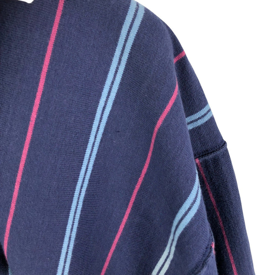 Eddie Bauer Stripe Pattern Long Sleeve Rugby Shirt, Men's XL cotton navy blue type Vintage Second Hand