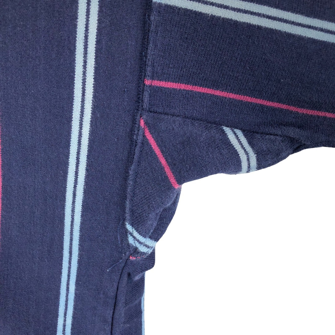 Eddie Bauer Stripe Pattern Long Sleeve Rugby Shirt, Men's XL cotton navy blue type Vintage Second Hand
