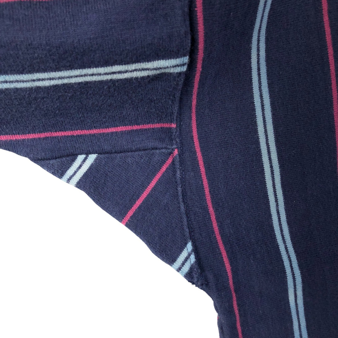 Eddie Bauer Stripe Pattern Long Sleeve Rugby Shirt, Men's XL cotton navy blue type Vintage Second Hand
