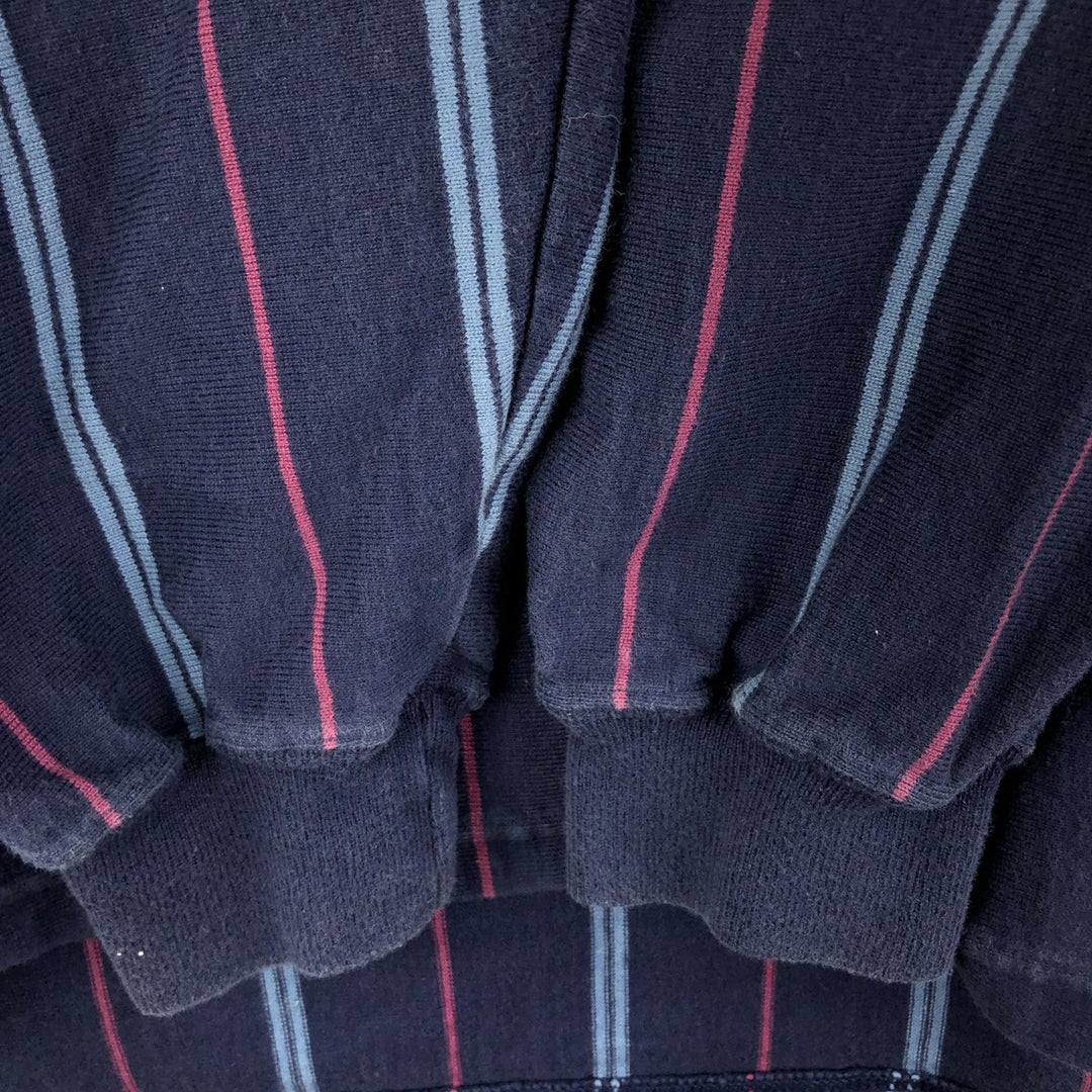 Eddie Bauer Stripe Pattern Long Sleeve Rugby Shirt, Men's XL cotton navy blue type Vintage Second Hand