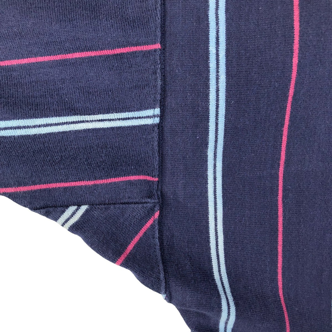 Eddie Bauer Stripe Pattern Long Sleeve Rugby Shirt, Men's XL cotton navy blue type Vintage Second Hand