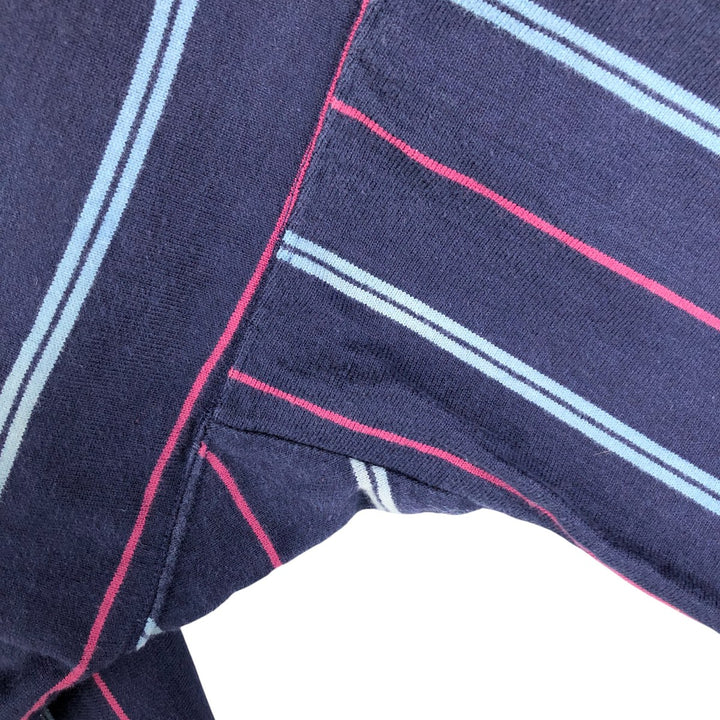 Eddie Bauer Stripe Pattern Long Sleeve Rugby Shirt, Men's XL cotton navy blue type Vintage Second Hand